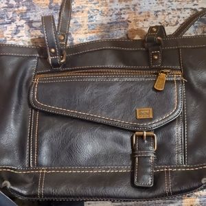 black leather boc purse